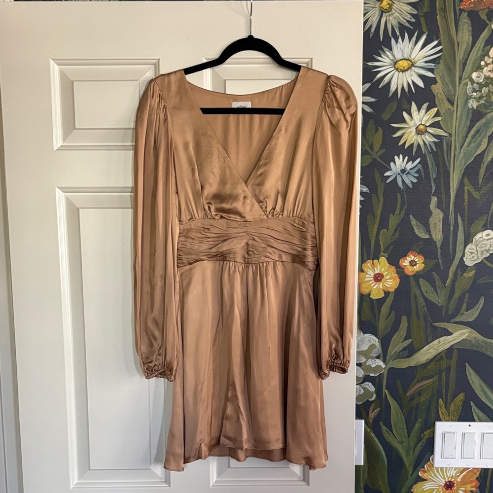Aritzia rose gold silk Long Sleeve Dress